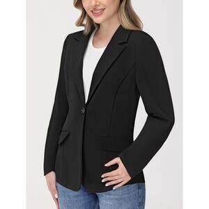 89th & Madison Womens Single Button Blazer Jacket XL Black Career Classic Modern